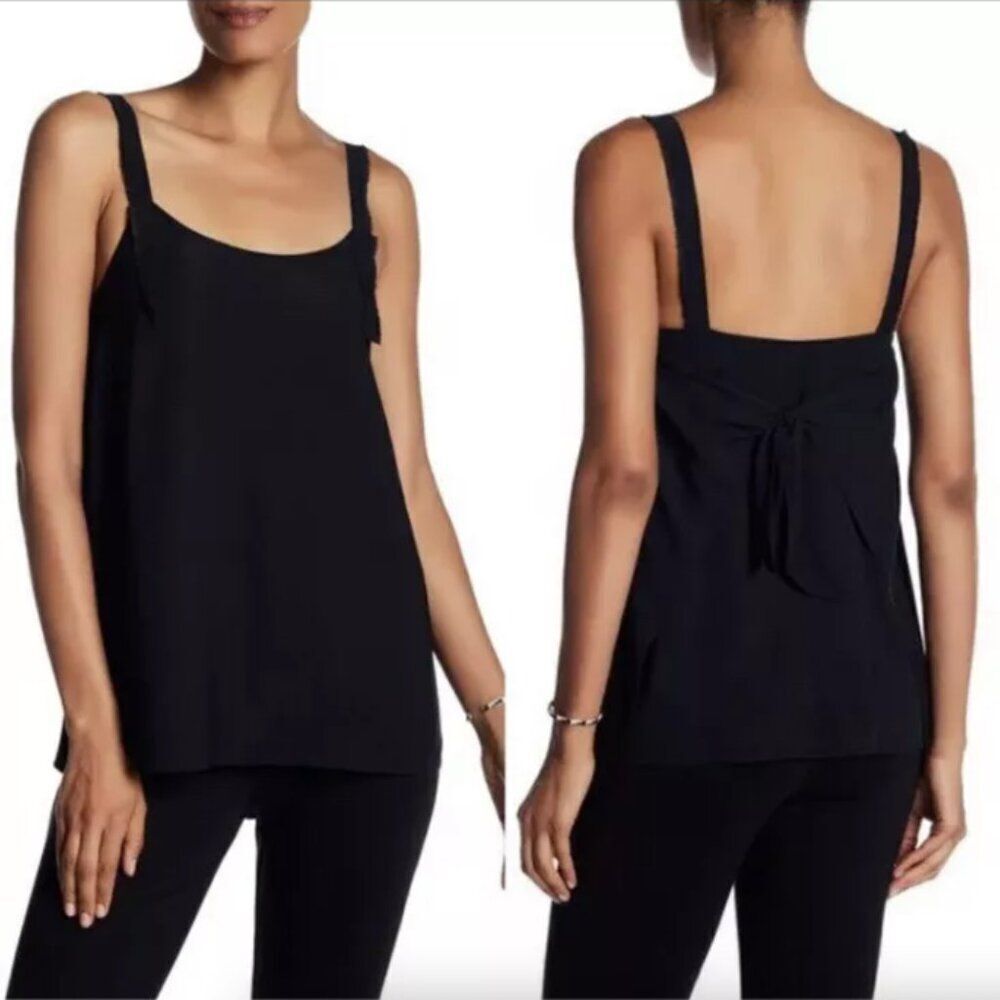 Helmut Lang black back tie jacquard twill strappy modern tank top